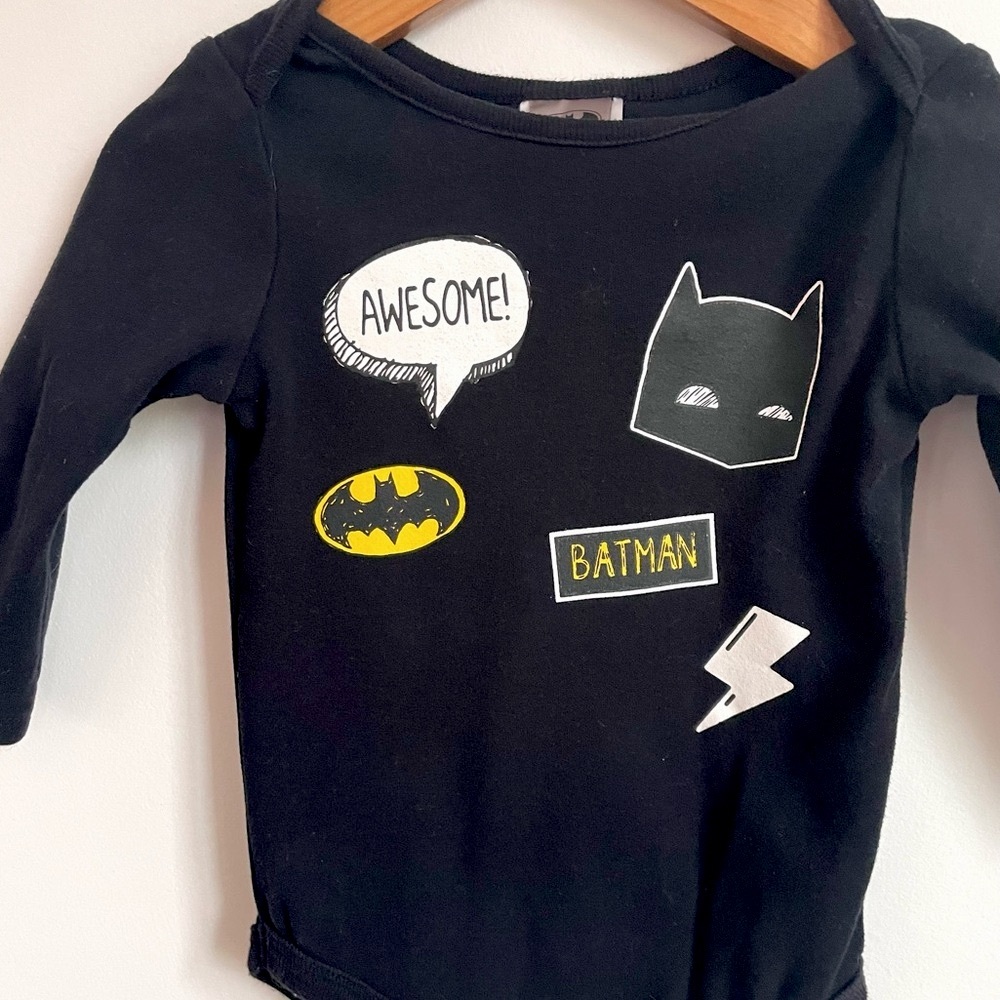 5/$20💥Batman Logo Iconic Bat Shield Mask Lightning Bolt 'Awesome' Baby Bodysuit